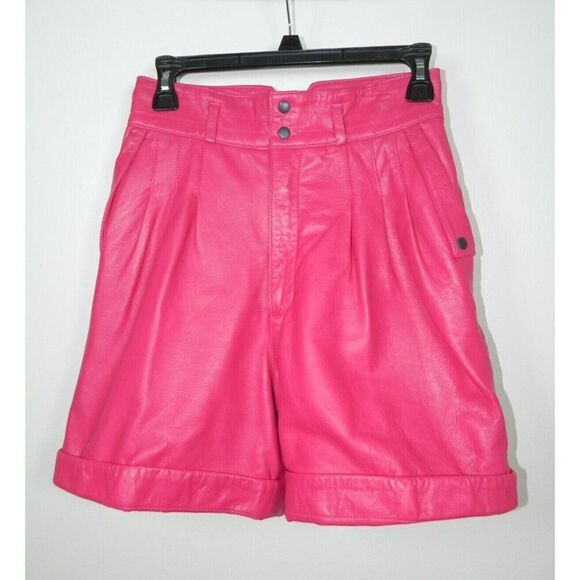 Michael Hoban North Beach Jacket Shorts‎ Set Size 7/8 Pink Leather 90's Pockets - Picture 4 of 15